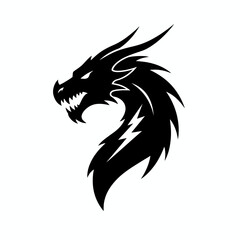 Fototapeta premium A fierce dragon head illustration depicts a mythical creature outdoors with sharp teeth.