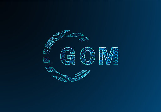 GOM low poly letter logo vector design. GOM lower poly logo design. GOM unique low poly logo design.