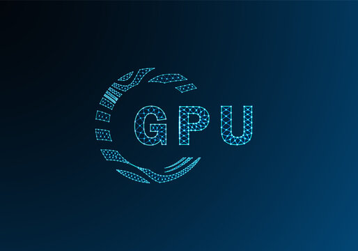 GPU low poly letter logo vector design. GPU lower poly logo design. GPU unique low poly logo design.