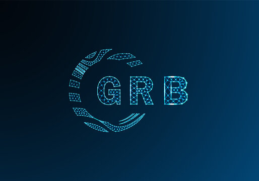GRB low poly letter logo vector design. GRB lower poly logo design. GRB unique low poly logo design.