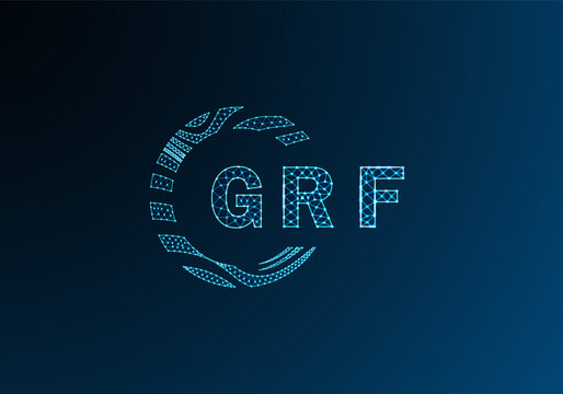 GRF low poly letter logo vector design. GRF lower poly logo design. GRF unique low poly logo design.