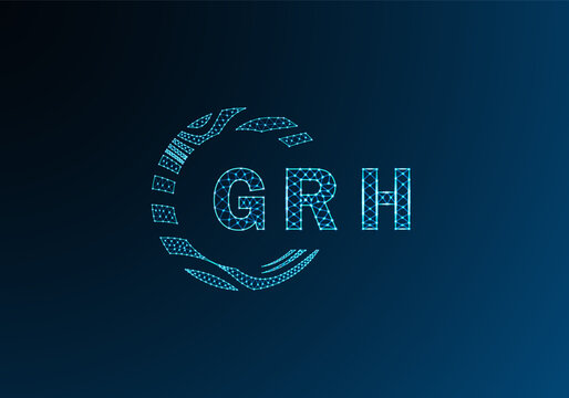 GRH low poly letter logo vector design. GRH lower poly logo design. GRH unique low poly logo design.