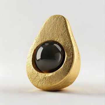 Elegant golden sculpture with black circular inlay