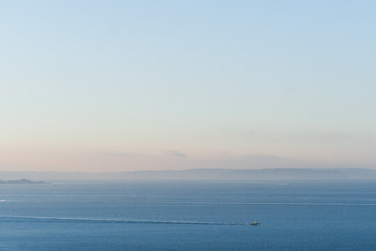 Wide angle view of Puget Sound from Discovery Park
