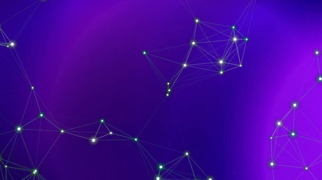 Network connections and constellations on purple background