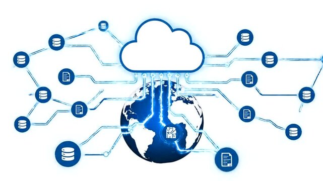 Global network and cloud computing concept.