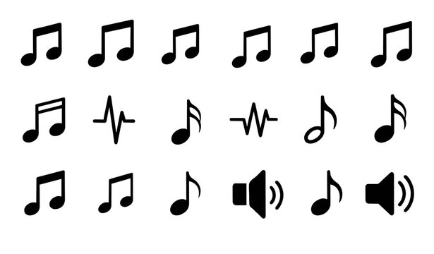 Trendy music note vector icon bundle with sound and melody symbols set
