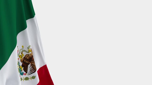 Mexico Flag on Left Side, Waving National Symbol with Copy Space - 3D rendering