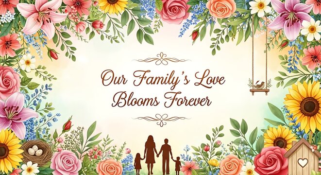 Family love blooms forever with floral border