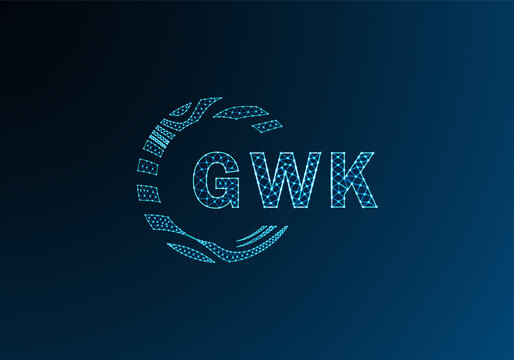 GWK low poly letter logo vector design. GWK lower poly logo design. GWK unique low poly logo design.