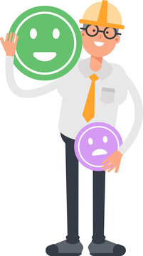 Architect Character and Emoticon Sign
