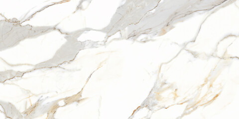 Obraz premium Carrara statuario white marble with a brown and grey veining pattern, natural stone texture with high resolution, and ceramic tile design for interior or exterior.