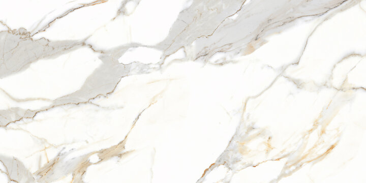 Carrara statuario white marble with a brown and grey veining pattern, natural stone texture with high resolution, and ceramic tile design for interior or exterior.