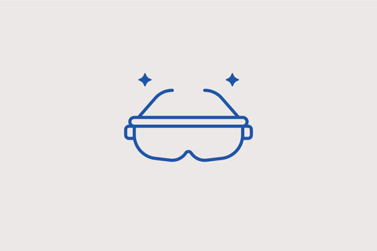 Safety goggles line icon for industrial eye protection and laboratory work. Clear vector illustration for science classroom safety rules and manufacturing site signage.