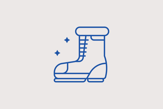 Safety work boot line icon for construction site protection and industrial footwear. Durable vector illustration for personal protective equipment (PPE) catalogs and labor safety guides.