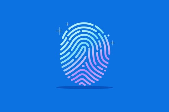 Glowing biometric fingerprint illustration for cyber security