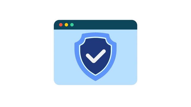 Website security shield with checkmark animation