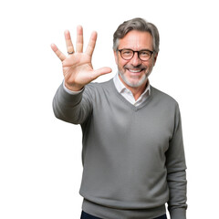 Fototapeta premium Man waving with a smile isolated on transparent background
