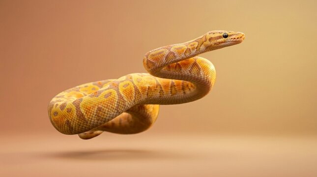 Ball Python Piebald White And Brown Pattern Coiled Overhead Studio Strobe Deep Shade With Single Catchlight In Eye From Window