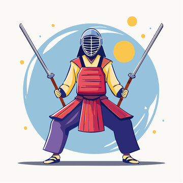 Kendo Warrior with Two Swords