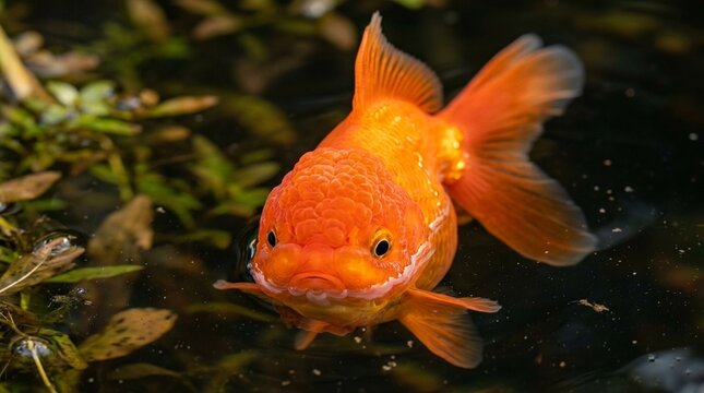 Goldfish Oranda Orange Wen Head Close Portrait Macro Alert Ears-Up Direct Gaze Portrait Leica Sl2 90Mm F/2 Apo 1/800S Iso 200 Soft Overcast Outdoor Late Afternoon Orange Sidelight Long Warm Shadows