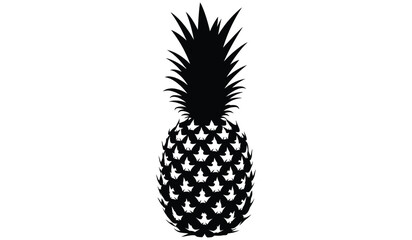 Obraz premium A striking black silhouette depicts a fully formed pineapple with detailed leaf patterns and a textured rind silhouette high quality professional modern elegant stylish