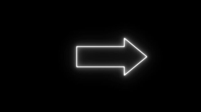 arrow white neon glow looping, direction arrow, squirel arrow