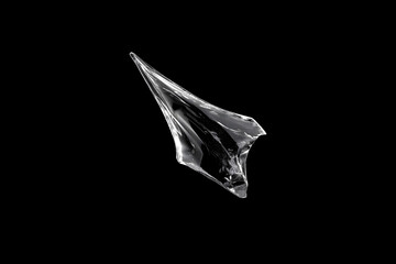 Fototapeta premium Broken glass shard isolated on transparent background. Realistic clear crystal fragment ideal for compositing, VFX, product photography and high-impact design.