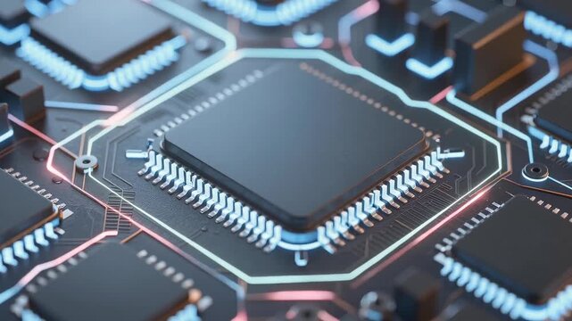 close up of computer circuit board chip processor CPU