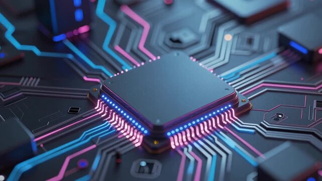 close up of computer circuit board chip processor CPU