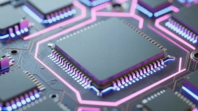 close up of computer circuit board chip processor CPU