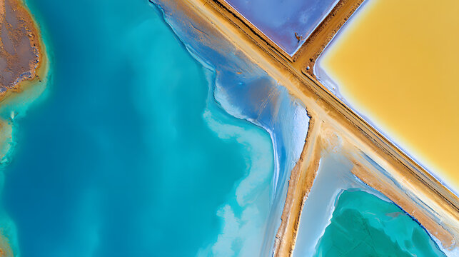 Aerial salt ponds geometric patterns
