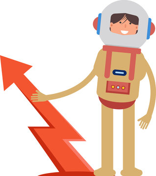 Astronaut Character and Arrow Chart
