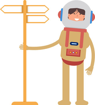 Astronaut Character and Signpost
