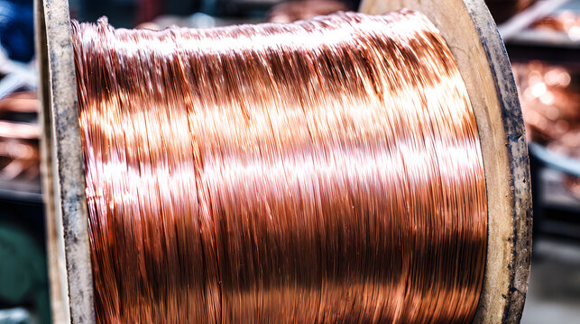 Shining Copper Wire Winding on Industrial Spool