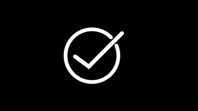 white checkmark in circle animation icon flat design