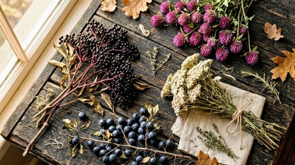 Naklejka premium Rustic Dried Botanicals Display Autumnal Harvest Coloring Pages Marketing Dried Botanicals Harvest Theme