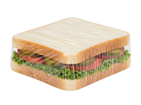 Wrapped club sandwich with lettuce and tomato isolated on transparent background