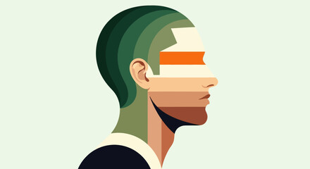 Abstract profile portrait green orange © Topscor