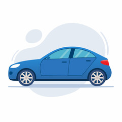 Fototapeta premium Blue Sedan Car Illustration