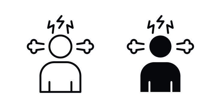 Angry person icon vector editable stroke. logo symbol illustration.