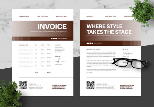 Brown And Black Fashion Invoice Letterhead