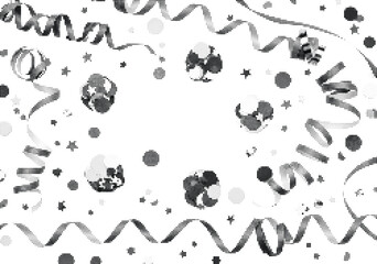 Fototapeta premium Festive abstract halftone dot party elements like confetti and streamers for celebrations vector illustration.
