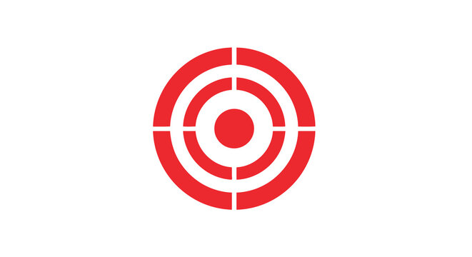 red segmented circle design on white background