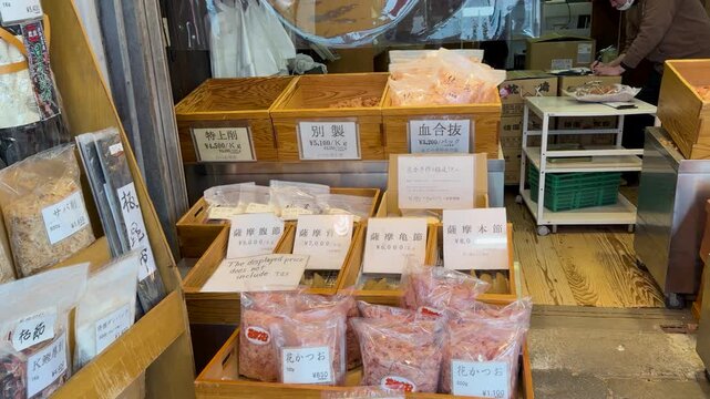 Dried Fish and Bonito Flakes at Tsukiji Outer Market in Tokyo