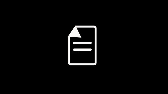Minimalist icon of a document or file on a dark background. Document icon concept for file visuals. Document icon simple representation for digital systems.