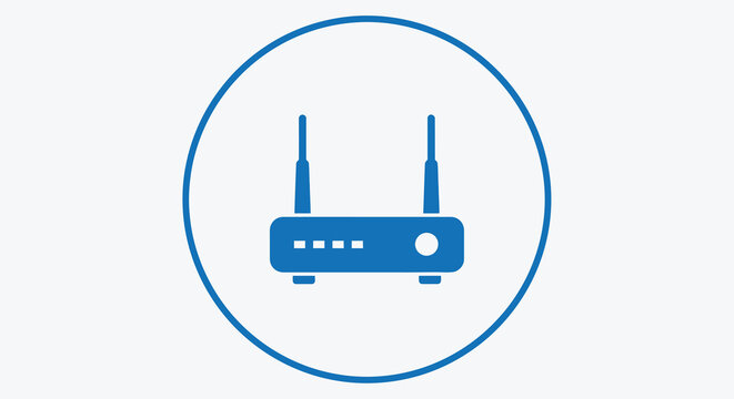 router icon in blue circle on white background