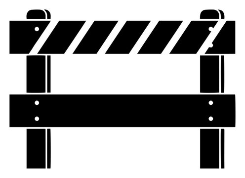 Road construction barrier silhouette, warning barricade for street maintenance and safety design
