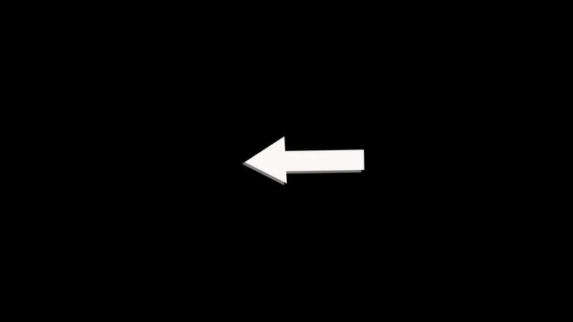 A sleek white arrow pointing towards the left on a dark background. Arrow icon concept for navigation visuals. Arrow icon clear direction for interface use.