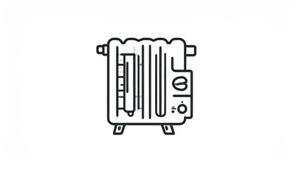 Fototapeta premium Vector Line Art Illustration of a Portable Electric Oil Filled Radiator Heater.